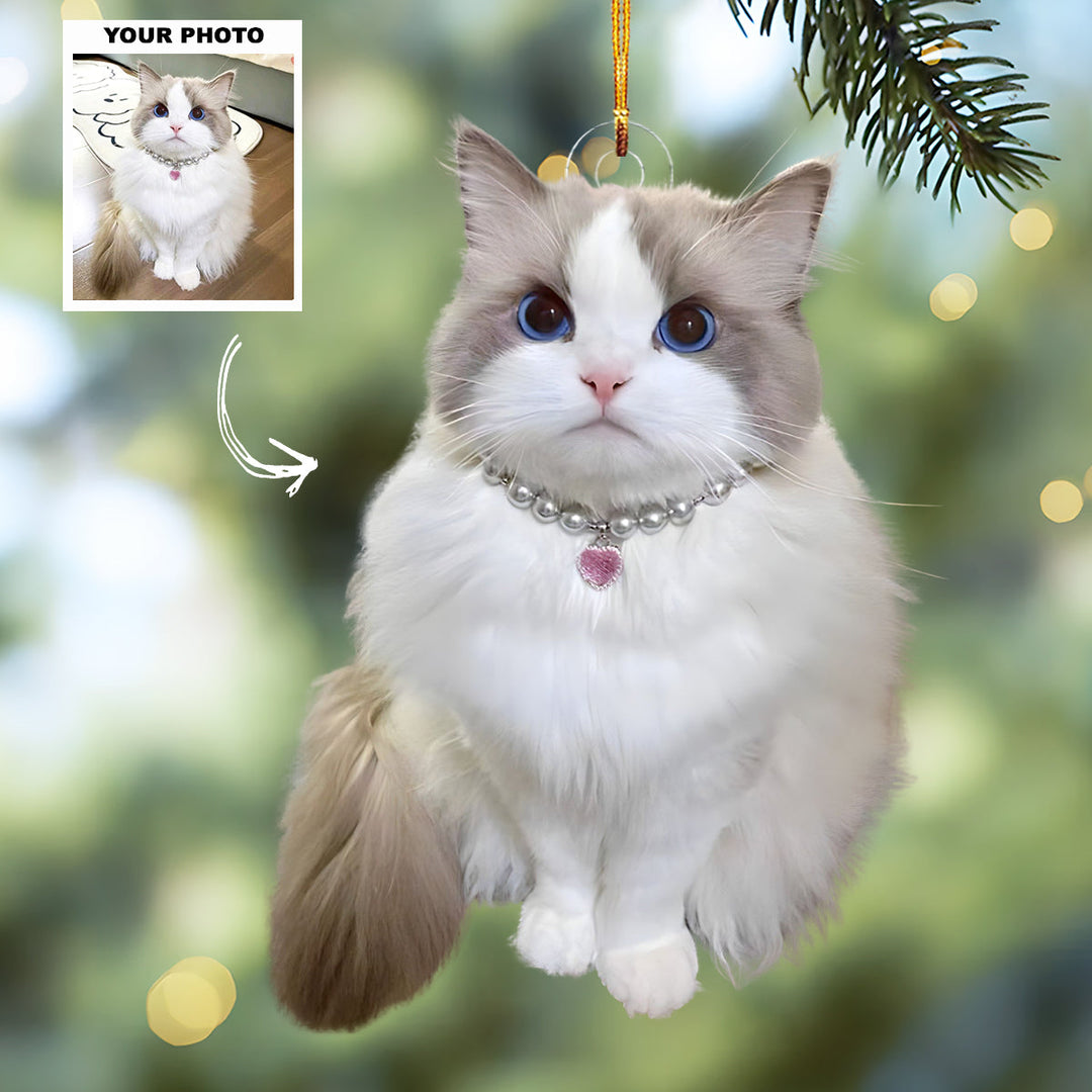 Purrfect Christmas - Personalized Photo Mica Ornament - Customized Your Photo Ornament - Christmas Gift For Pet Lovers