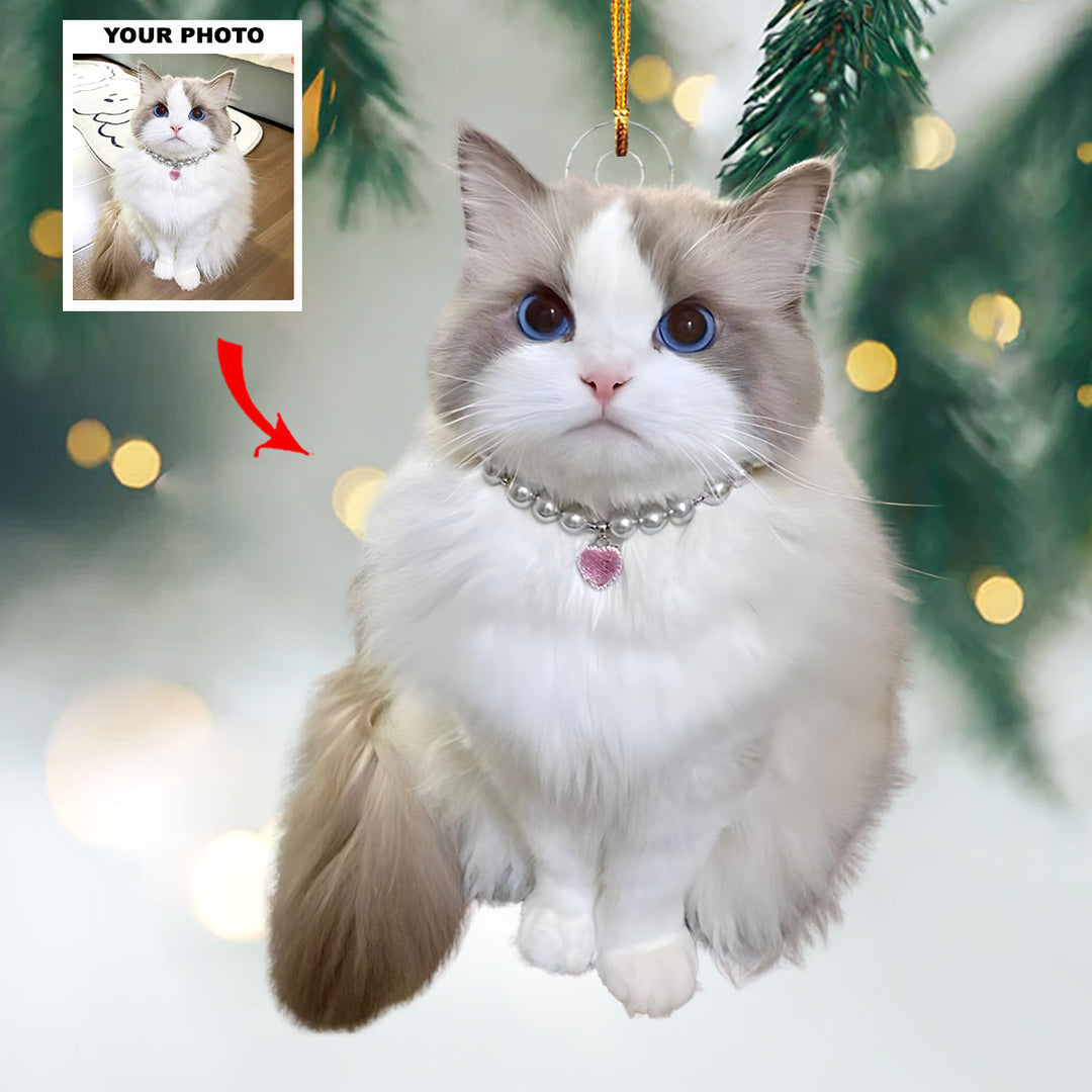 Purrfect Christmas - Personalized Photo Mica Ornament - Customized Your Photo Ornament - Christmas Gift For Pet Lovers