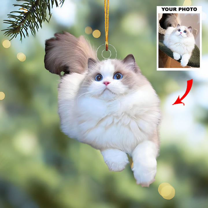 Meowy Holidays - Personalized Photo Mica Ornament - Customized Your Photo Ornament - Christmas Gift For Pet Lovers