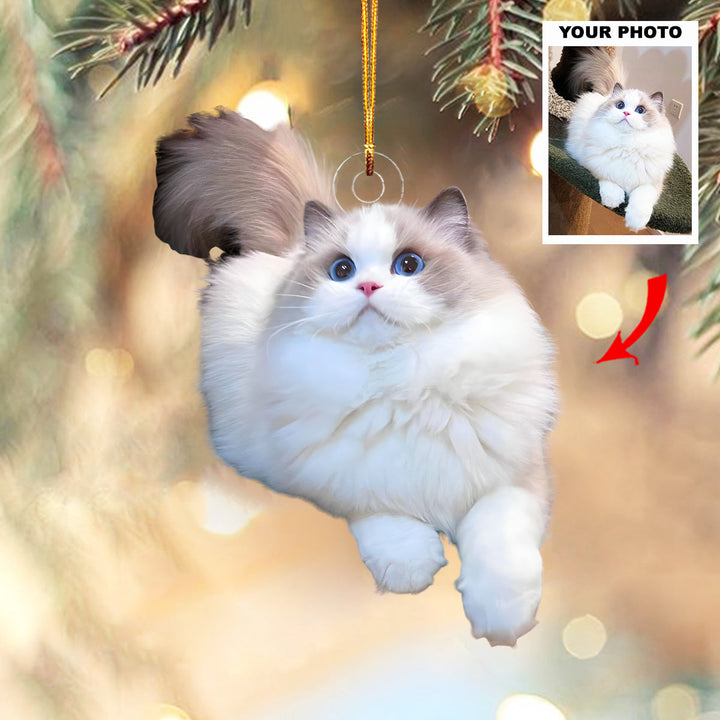 Meowy Holidays - Personalized Photo Mica Ornament - Customized Your Photo Ornament - Christmas Gift For Pet Lovers