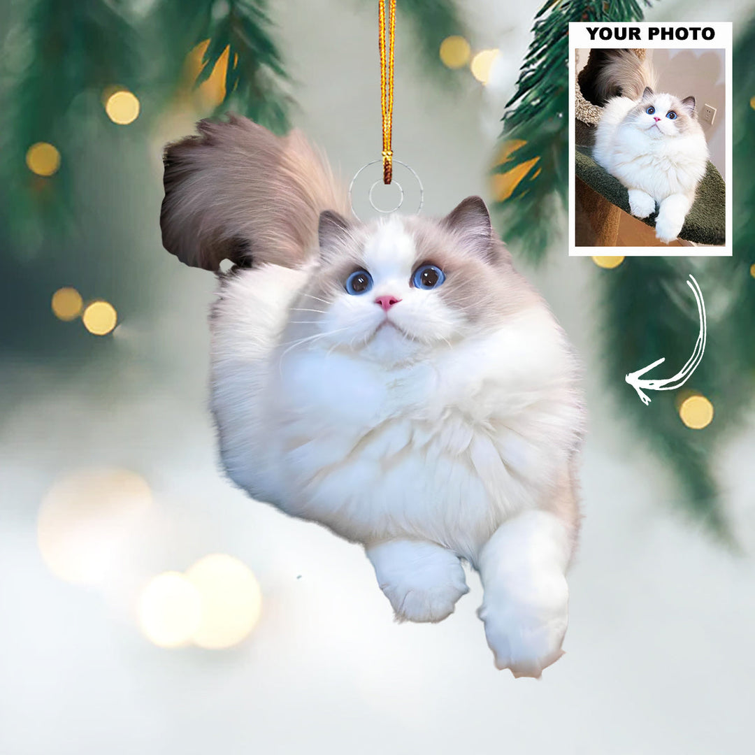 Meowy Holidays - Personalized Photo Mica Ornament - Customized Your Photo Ornament - Christmas Gift For Pet Lovers