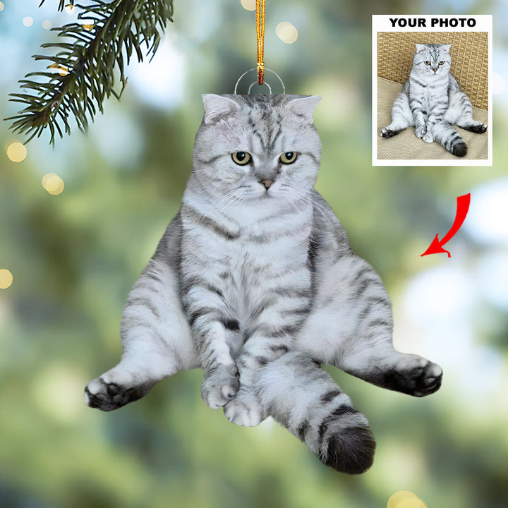 Santa Purr - Personalized Photo Mica Ornament - Customized Your Photo Ornament - Christmas Gift For Pet Lovers