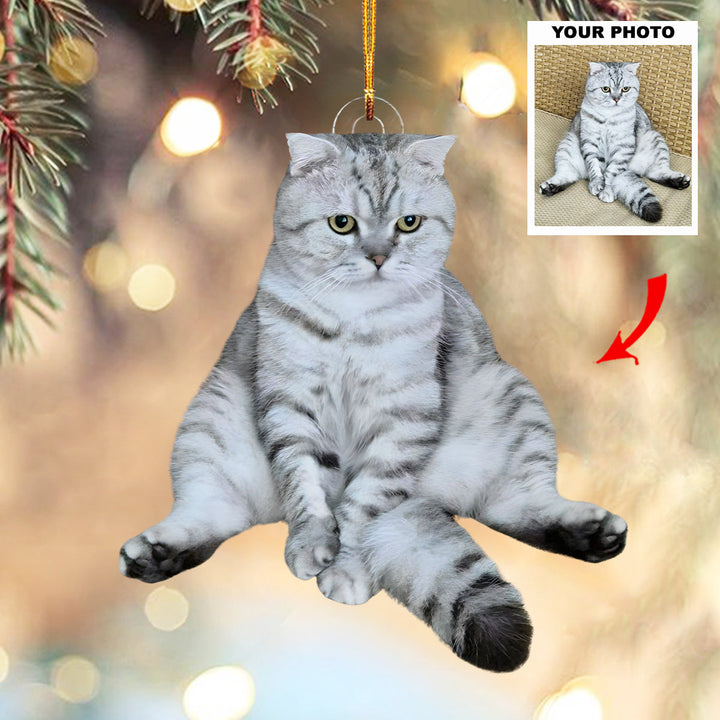 Santa Purr - Personalized Photo Mica Ornament - Customized Your Photo Ornament - Christmas Gift For Pet Lovers