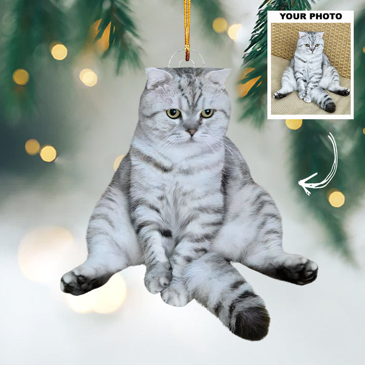 Santa Purr - Personalized Photo Mica Ornament - Customized Your Photo Ornament - Christmas Gift For Pet Lovers