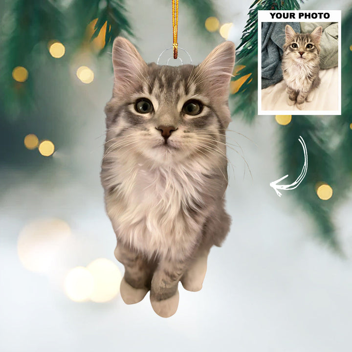 Cozy Cat - Personalized Photo Mica Ornament - Customized Your Photo Ornament - Christmas Gift For Pet Lovers