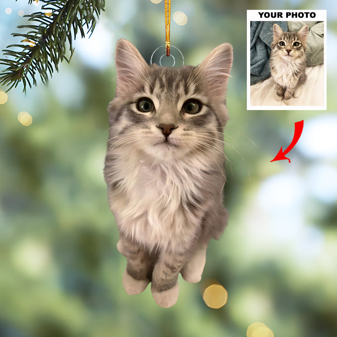Cozy Cat - Personalized Photo Mica Ornament - Customized Your Photo Ornament - Christmas Gift For Pet Lovers