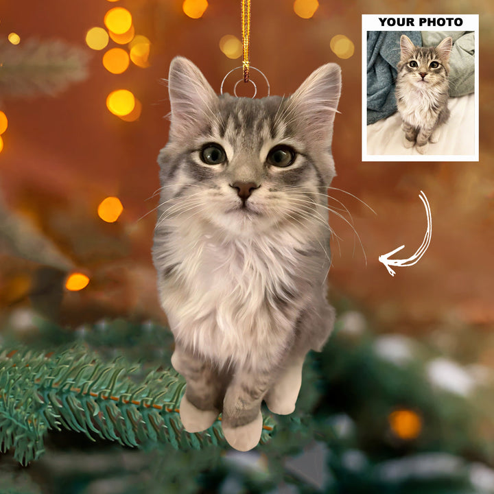 Cozy Cat - Personalized Photo Mica Ornament - Customized Your Photo Ornament - Christmas Gift For Pet Lovers