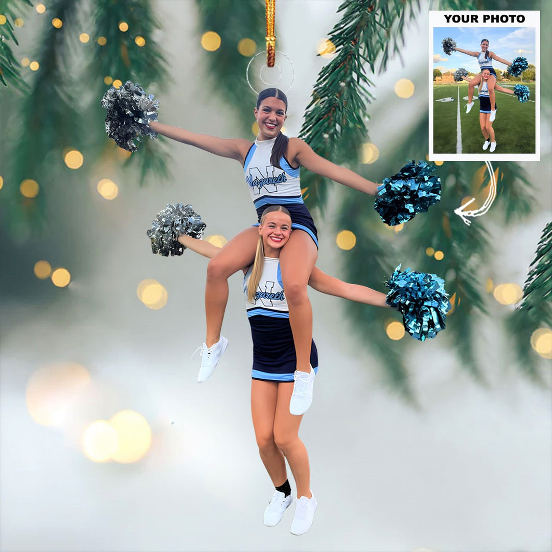 Cheer Vibes - Personalized Photo Mica Ornament -  Customized Your Photo Ornament - Christmas Gift For Cheerleaders, Cheer Team, Friends