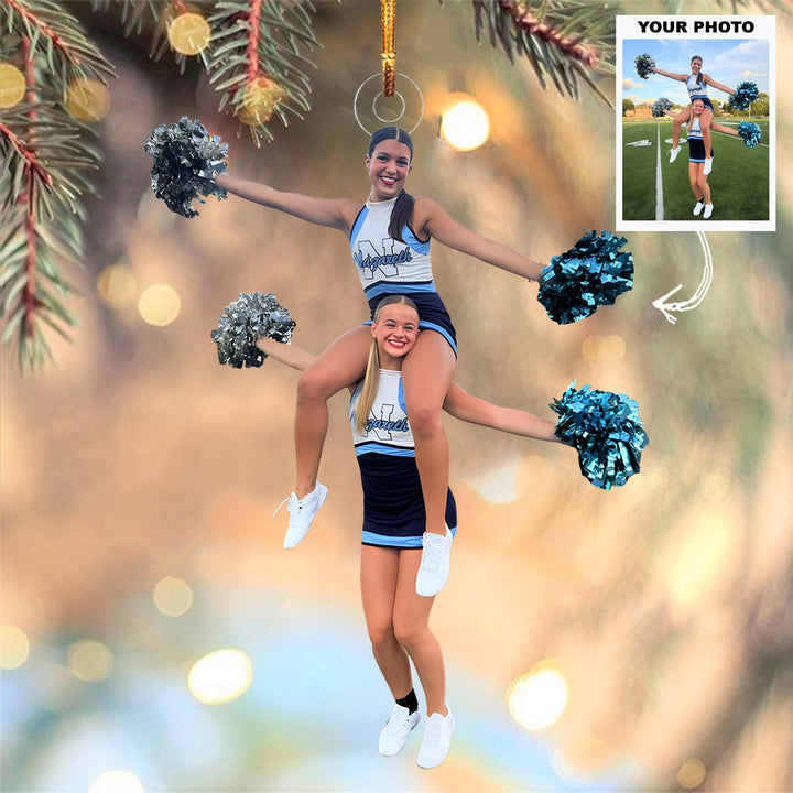 Cheer Vibes - Personalized Photo Mica Ornament -  Customized Your Photo Ornament - Christmas Gift For Cheerleaders, Cheer Team, Friends
