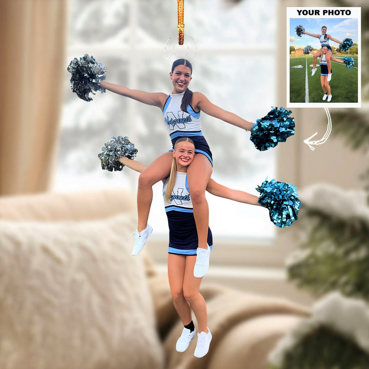 Cheer Vibes - Personalized Photo Mica Ornament -  Customized Your Photo Ornament - Christmas Gift For Cheerleaders, Cheer Team, Friends