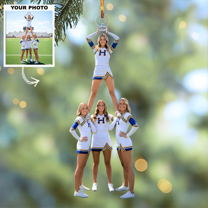 Cheer Queen - Personalized Photo Mica Ornament -  Customized Your Photo Ornament - Christmas Gift For Cheerleaders, Cheer Team, Friends