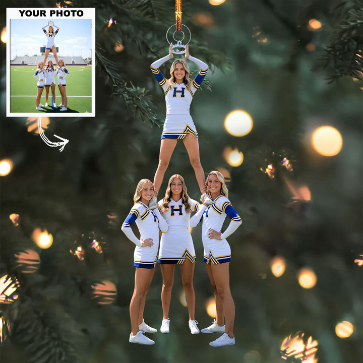 Cheer Queen - Personalized Photo Mica Ornament -  Customized Your Photo Ornament - Christmas Gift For Cheerleaders, Cheer Team, Friends