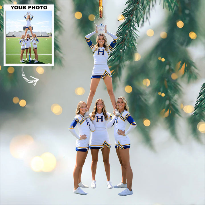 Cheer Queen - Personalized Photo Mica Ornament -  Customized Your Photo Ornament - Christmas Gift For Cheerleaders, Cheer Team, Friends