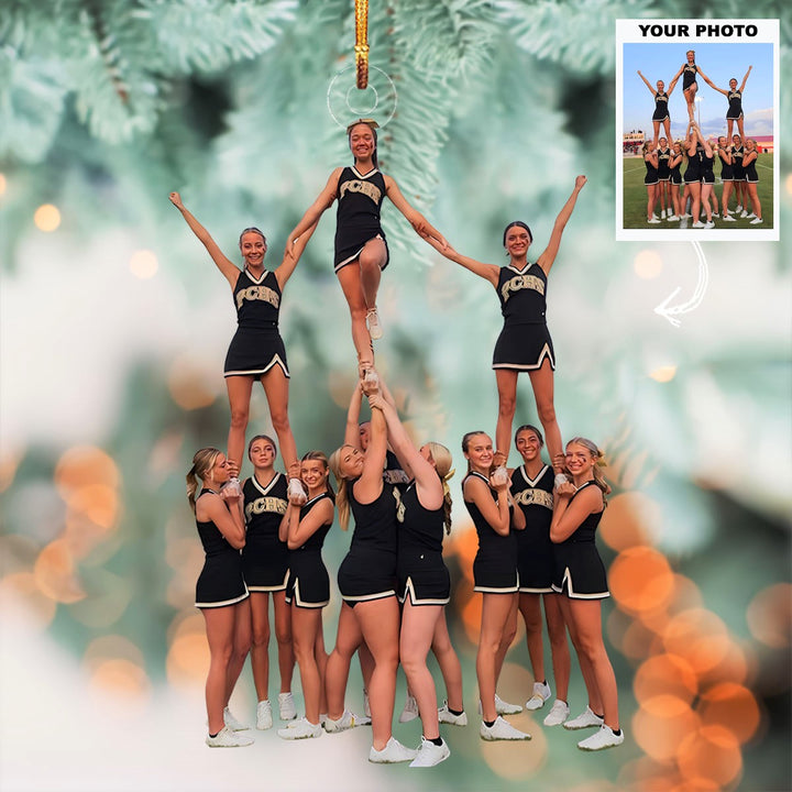 Sparkle Star - Personalized Photo Mica Ornament - Customized Your Photo Ornament - Christmas Gift For Cheerleaders, Cheer Team, Friends