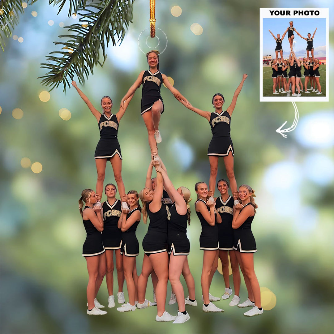 Sparkle Star - Personalized Photo Mica Ornament - Customized Your Photo Ornament - Christmas Gift For Cheerleaders, Cheer Team, Friends