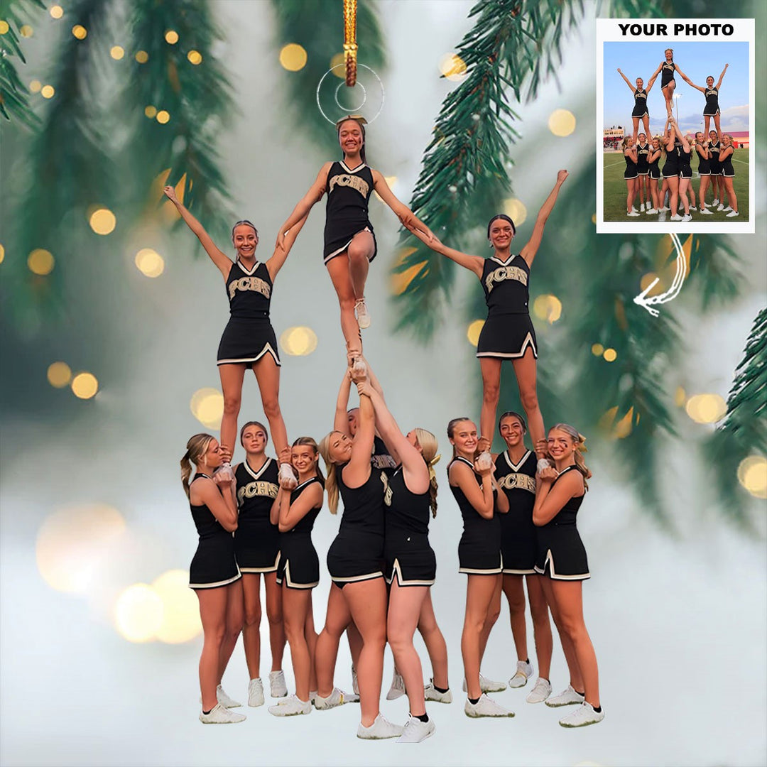 Sparkle Star - Personalized Photo Mica Ornament - Customized Your Photo Ornament - Christmas Gift For Cheerleaders, Cheer Team, Friends