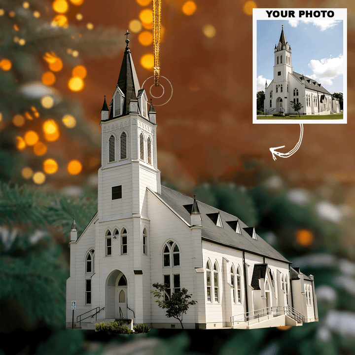 Church Ver 2 - Personalized Photo Mica Ornament - Christmas Gift For Family, Family Members