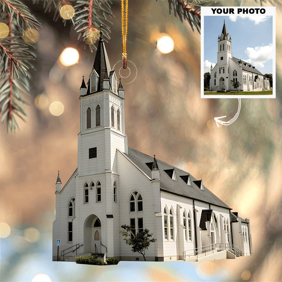 Church Ver 2 - Personalized Photo Mica Ornament - Christmas Gift For Family, Family Members
