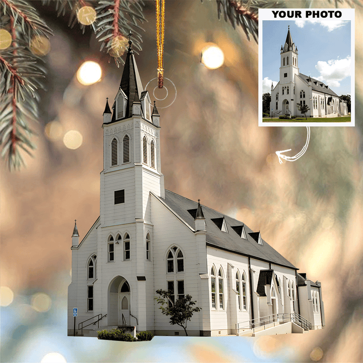Church Ver 2 - Personalized Photo Mica Ornament - Christmas Gift For Family, Family Members