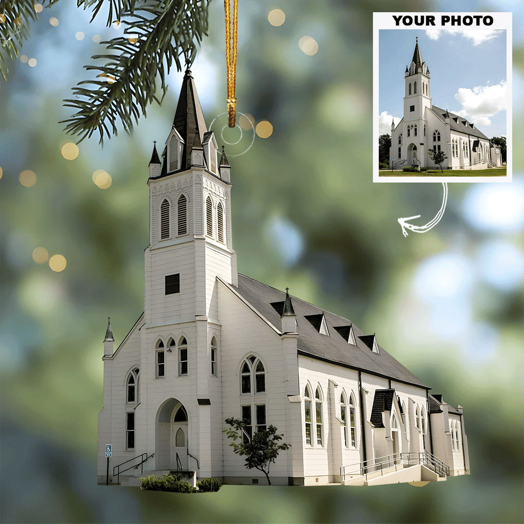 Church Ver 2 - Personalized Photo Mica Ornament - Christmas Gift For Family, Family Members