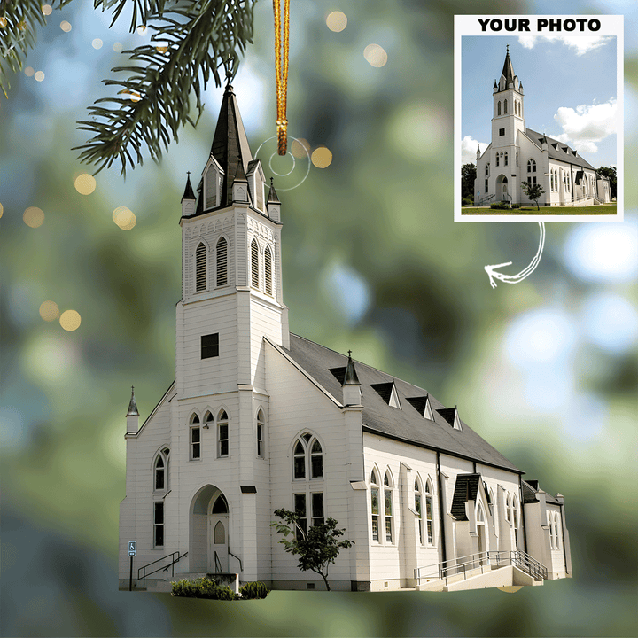 Church Ver 2 - Personalized Photo Mica Ornament - Christmas Gift For Family, Family Members
