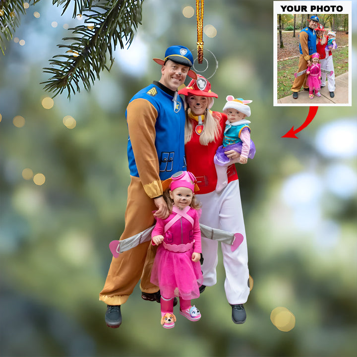 Family Paw Patrol - Personalized Photo Mica Ornament - Christmas Gift For Family Members