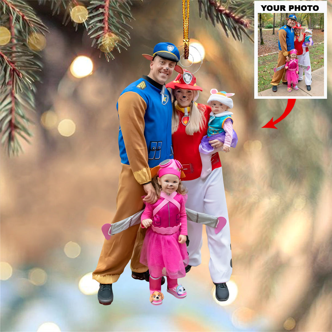 Family Paw Patrol - Personalized Photo Mica Ornament - Christmas Gift For Family Members