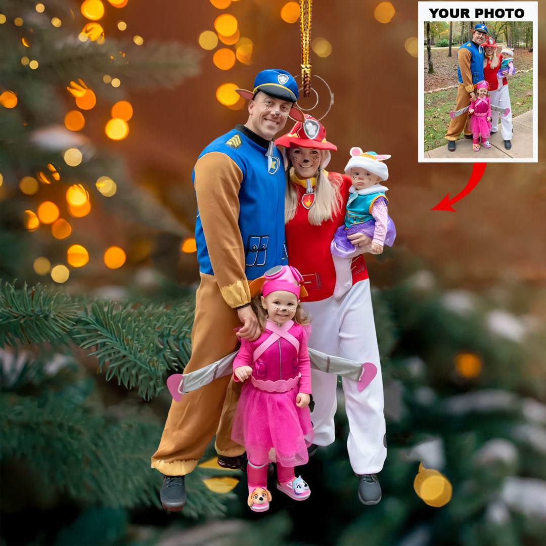 Family Paw Patrol - Personalized Photo Mica Ornament - Christmas Gift For Family Members