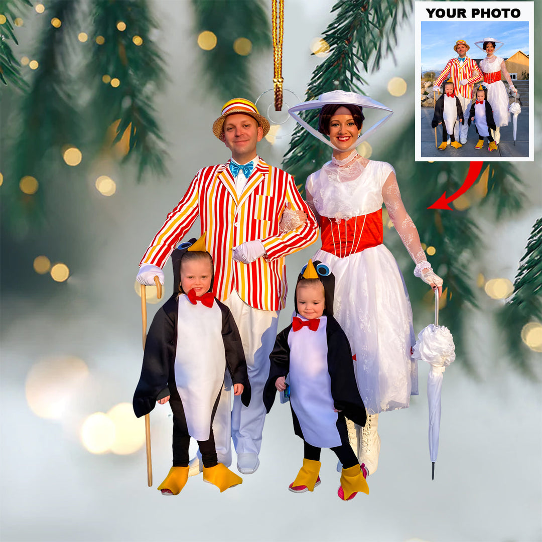 Mary Poppins Family - Personalized Photo Mica Ornament - Christmas Gift For Family Members