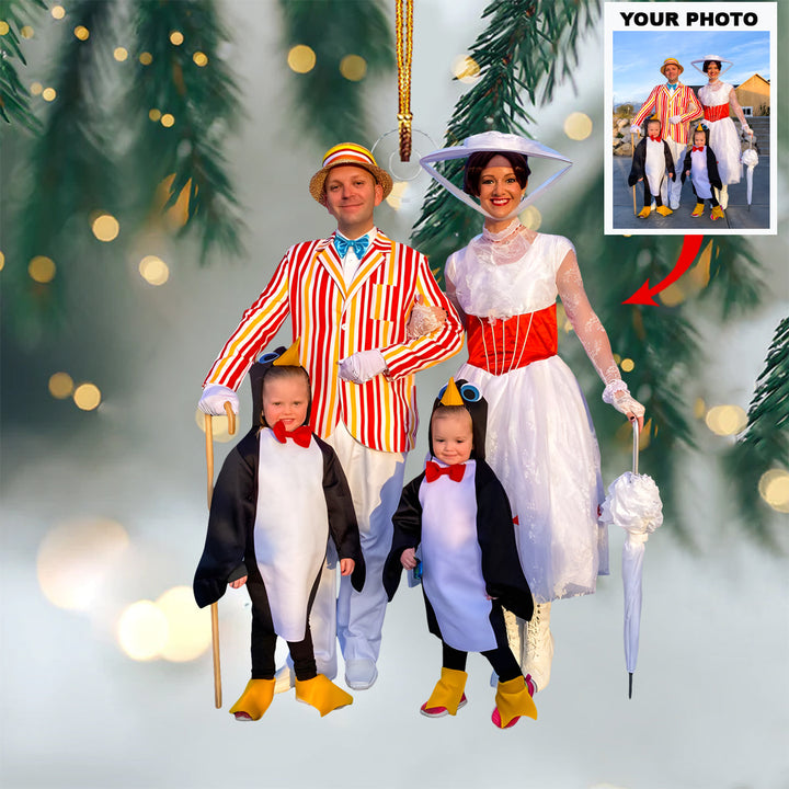 Mary Poppins Family - Personalized Photo Mica Ornament - Christmas Gift For Family Members