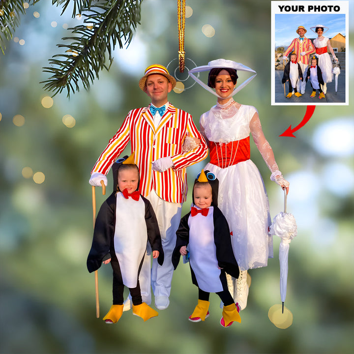 Mary Poppins Family - Personalized Photo Mica Ornament - Christmas Gift For Family Members