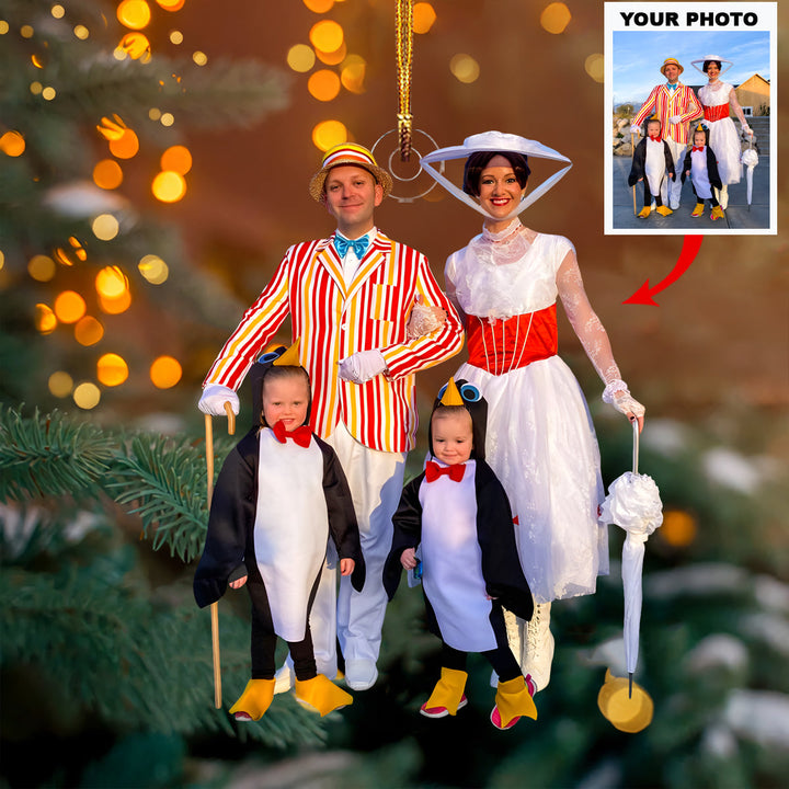 Mary Poppins Family - Personalized Photo Mica Ornament - Christmas Gift For Family Members