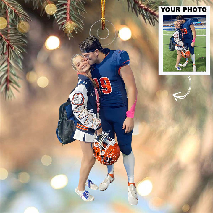 Kick Off Our Love - Personalized Photo Mica Ornament - Christmas Gift For Family Members, Couples And Sport Players