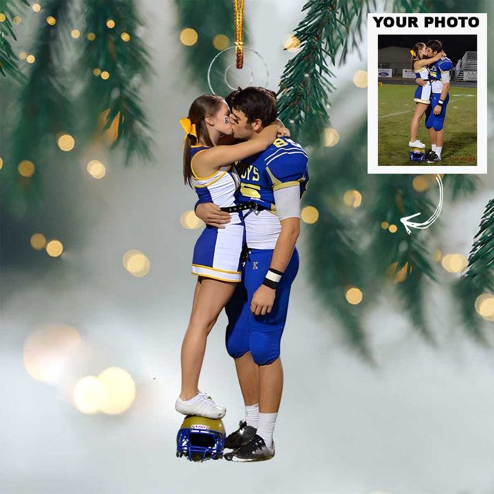 Kick Off Our Love - Personalized Photo Mica Ornament - Christmas Gift For Family Members, Couples And Sport Players