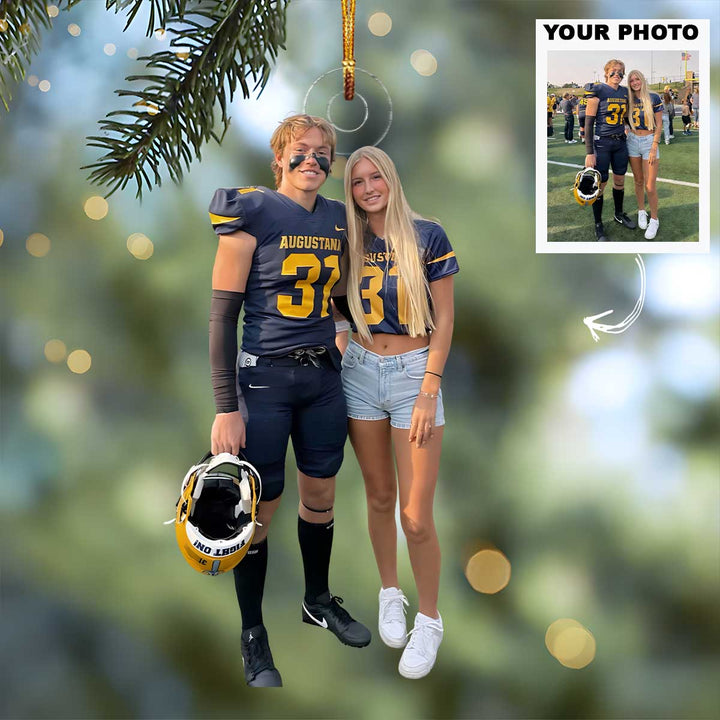 Kick Off Our Love - Personalized Photo Mica Ornament - Christmas Gift For Family Members, Couples And Sport Players