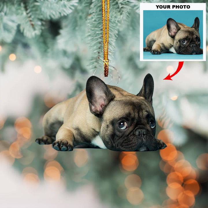 Melting Bulldog - Personalized Photo Mica Ornament - Christmas Gift For Dog Lovers, Family Members