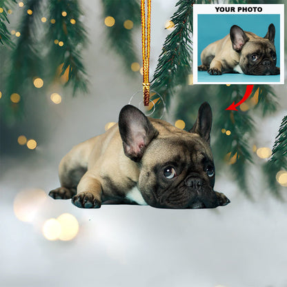 Melting Bulldog - Personalized Photo Mica Ornament - Christmas Gift For Dog Lovers, Family Members