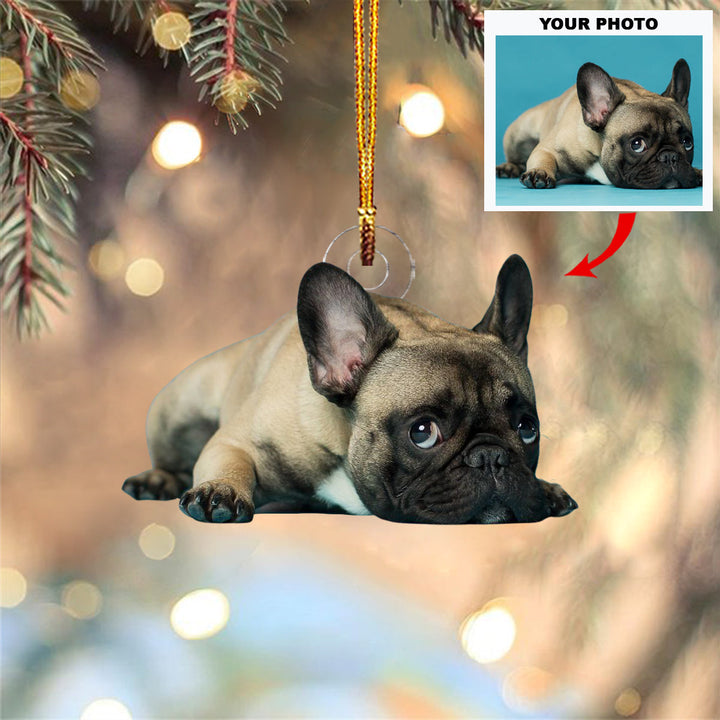 Melting Bulldog - Personalized Photo Mica Ornament - Christmas Gift For Dog Lovers, Family Members