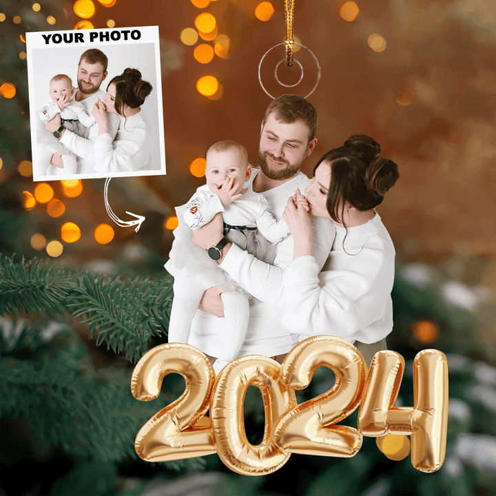 2024 Christmas Photo Ornament - Personalized Photo Mica Ornament - Christmas Gift For Family Members UPL0PD037