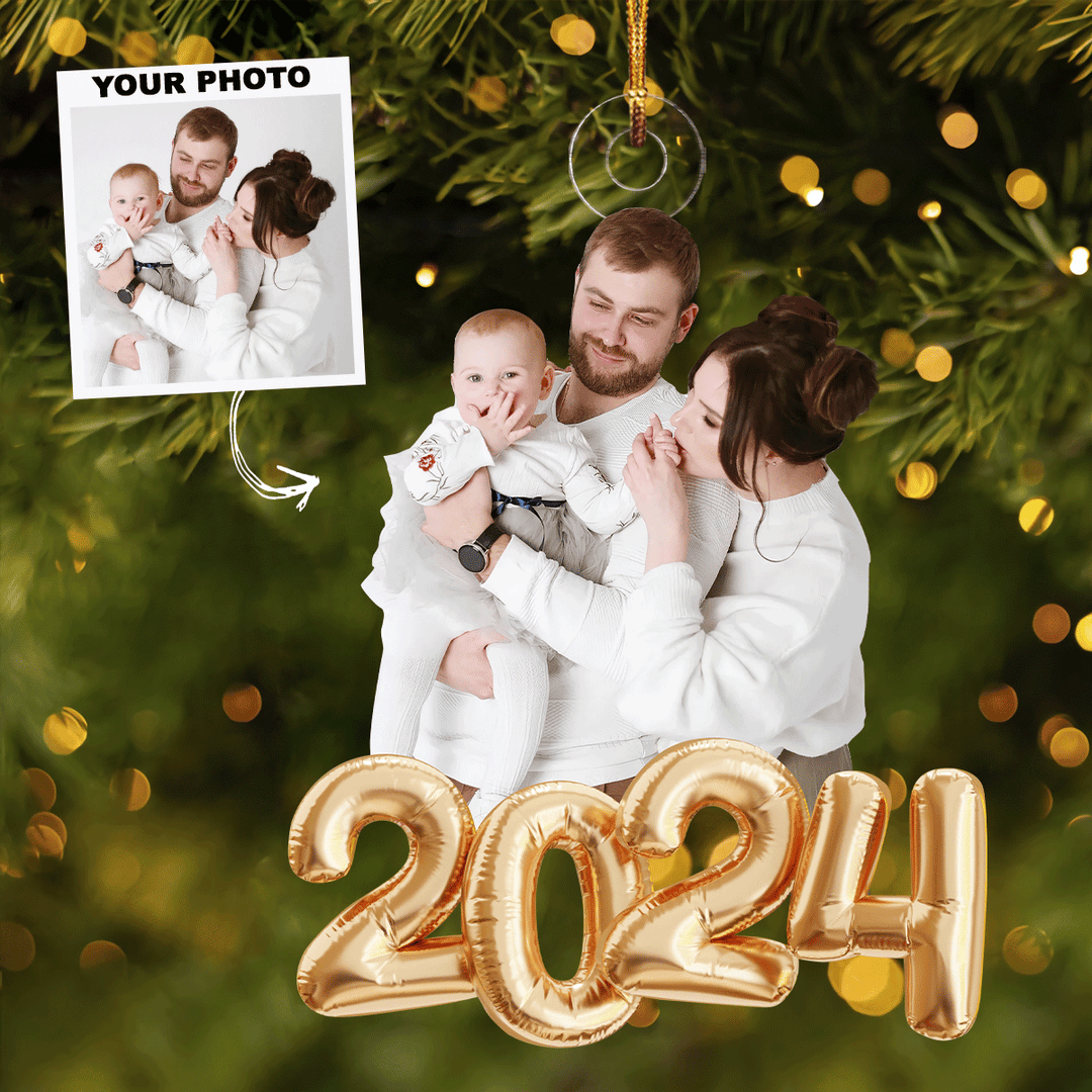 2024 Christmas Photo Ornament - Personalized Photo Mica Ornament - Christmas Gift For Family Members UPL0PD037