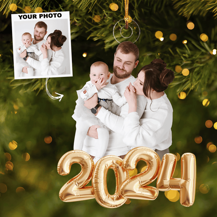2024 Christmas Photo Ornament - Personalized Photo Mica Ornament - Christmas Gift For Family Members UPL0PD037