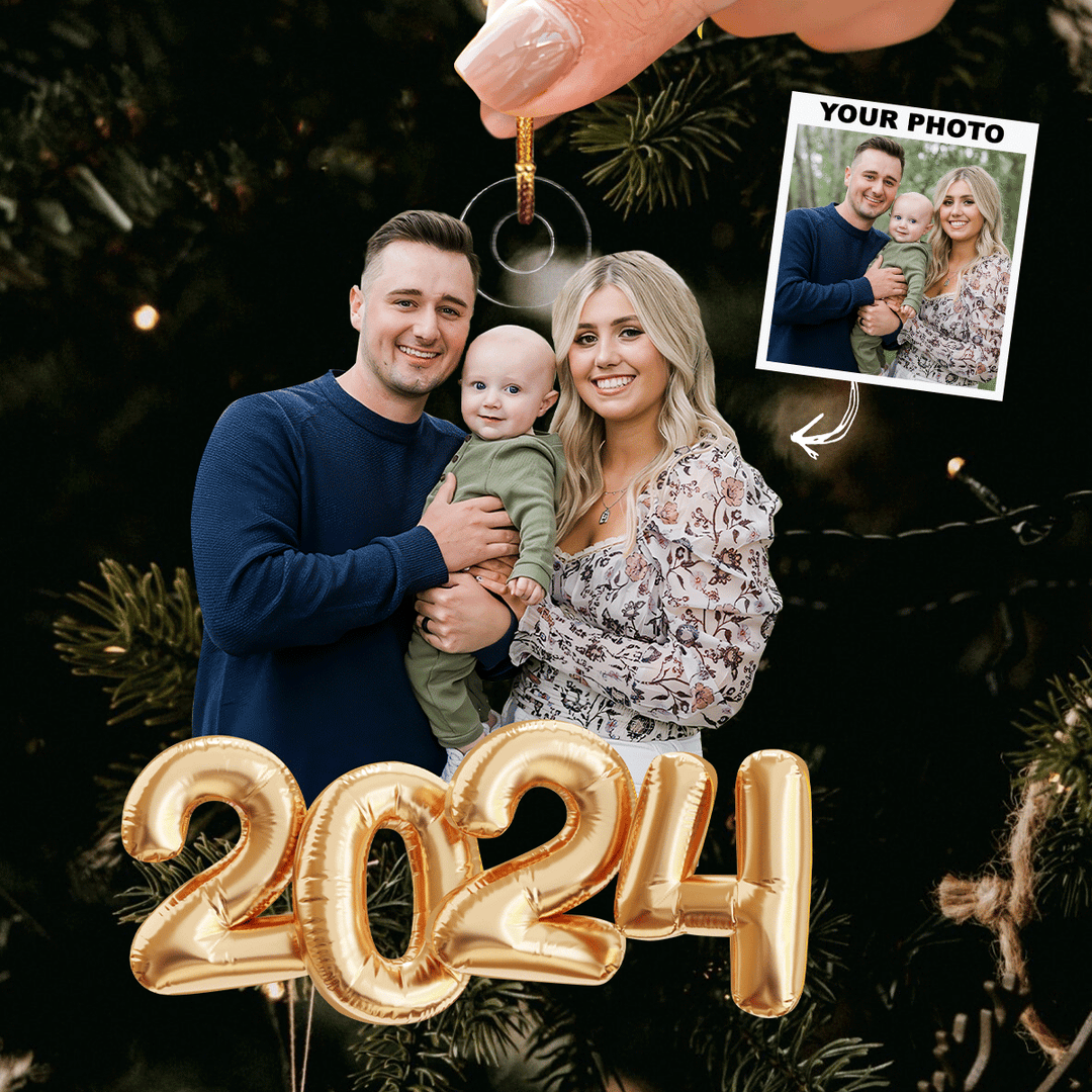 2024 Christmas Photo Ornament - Personalized Photo Mica Ornament - Christmas Gift For Family Members UPL0PD037