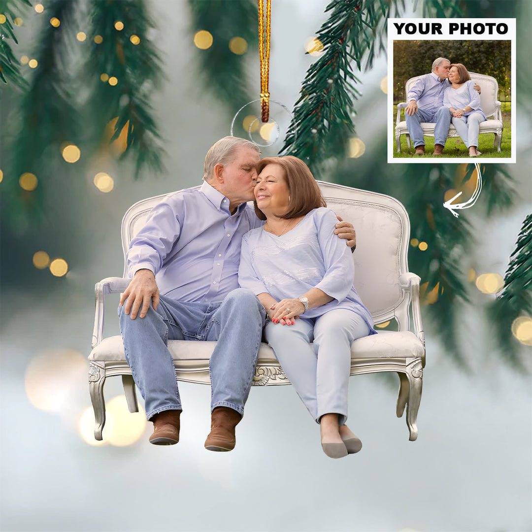Growing Old Together - Personalized Photo Mica Ornament - Christmas Gift For Family Members, Grandpa, Grandma
