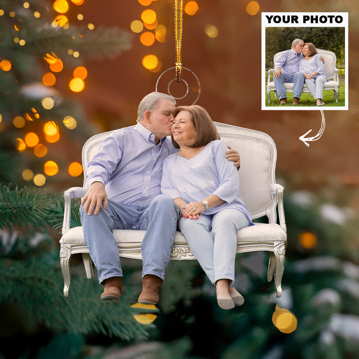 Growing Old Together - Personalized Photo Mica Ornament - Christmas Gift For Family Members, Grandpa, Grandma