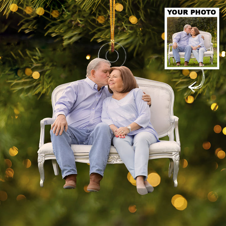 Growing Old Together - Personalized Photo Mica Ornament - Christmas Gift For Family Members, Grandpa, Grandma