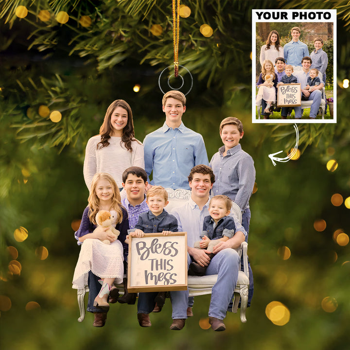 Blessed Beyond Measure - Personalized Photo Mica Ornament - Christmas Gift For Family Members, Grandpa, Grandma