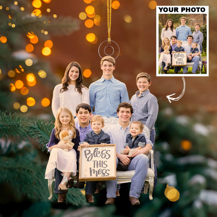 Blessed Beyond Measure - Personalized Photo Mica Ornament - Christmas Gift For Family Members, Grandpa, Grandma