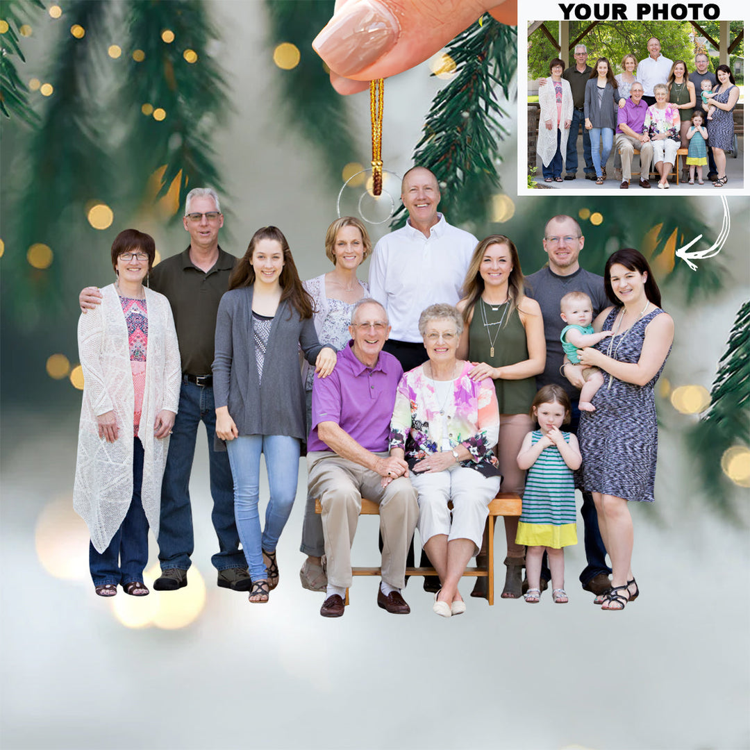 Generations of Love - Personalized Photo Mica Ornament - Christmas Gift For Family Members, Grandpa, Grandma