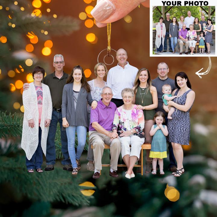 Generations of Love - Personalized Photo Mica Ornament - Christmas Gift For Family Members, Grandpa, Grandma