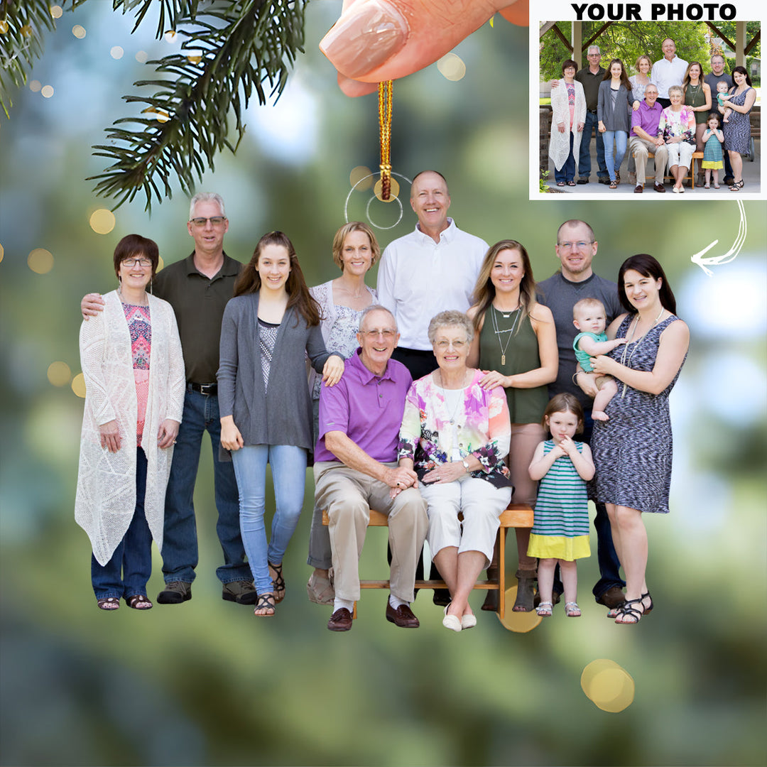 Generations of Love - Personalized Photo Mica Ornament - Christmas Gift For Family Members, Grandpa, Grandma